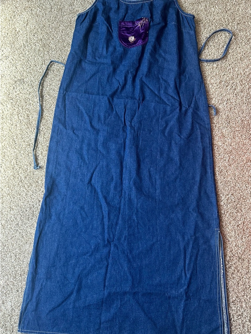 Nina Piccalino vintage blue denim maxi sleeveless dress